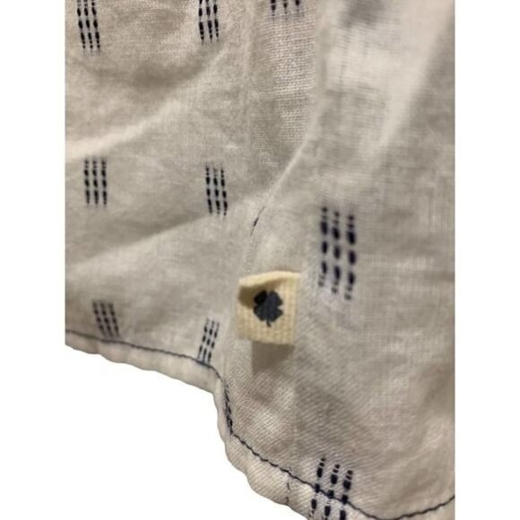 Lucky Brand Womens Top Off The Shoulder Crochet Trim White Navy Size Small NWT - Picture 9 of 12